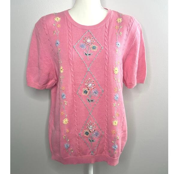 Coquette Alfred Dunner embroidered sweater top size L - Picture 1 of 4